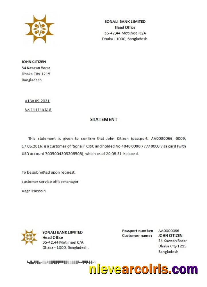 Bangladesh Sonali closure reference